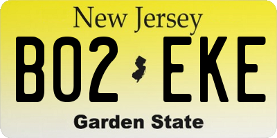 NJ license plate B02EKE