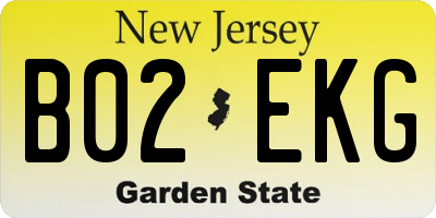 NJ license plate B02EKG