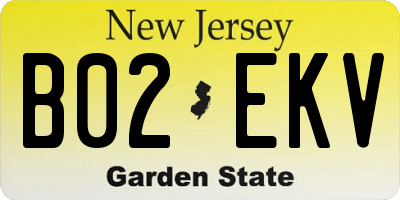 NJ license plate B02EKV