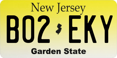 NJ license plate B02EKY