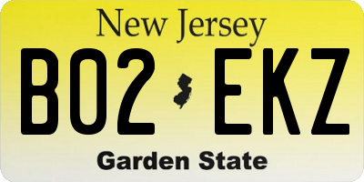 NJ license plate B02EKZ