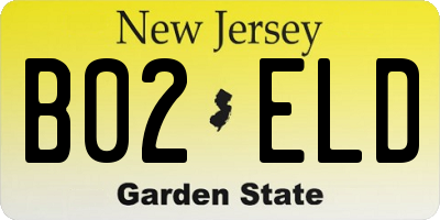NJ license plate B02ELD