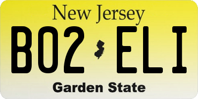 NJ license plate B02ELI