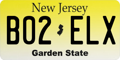 NJ license plate B02ELX