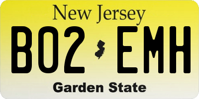 NJ license plate B02EMH