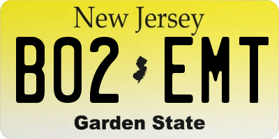 NJ license plate B02EMT