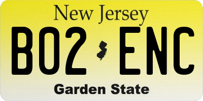 NJ license plate B02ENC