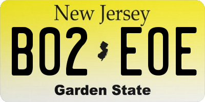 NJ license plate B02EOE