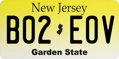 NJ license plate B02EOV