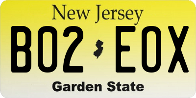 NJ license plate B02EOX