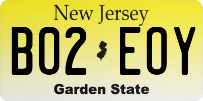 NJ license plate B02EOY