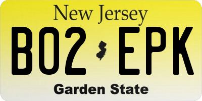 NJ license plate B02EPK