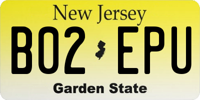 NJ license plate B02EPU