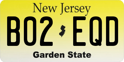 NJ license plate B02EQD