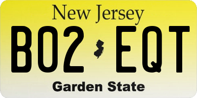 NJ license plate B02EQT