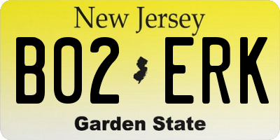NJ license plate B02ERK
