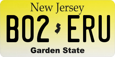 NJ license plate B02ERU