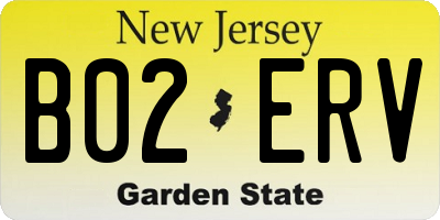 NJ license plate B02ERV