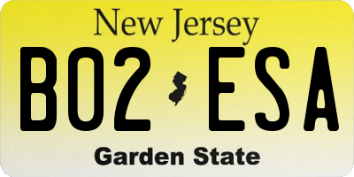NJ license plate B02ESA