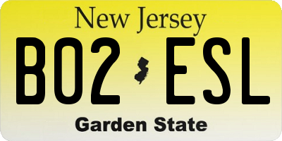 NJ license plate B02ESL