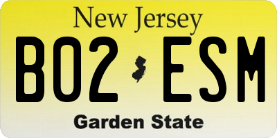 NJ license plate B02ESM