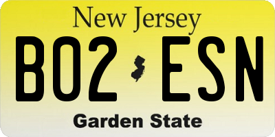 NJ license plate B02ESN