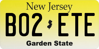 NJ license plate B02ETE