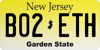 NJ license plate B02ETH