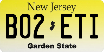NJ license plate B02ETI