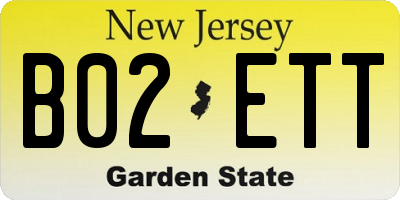 NJ license plate B02ETT