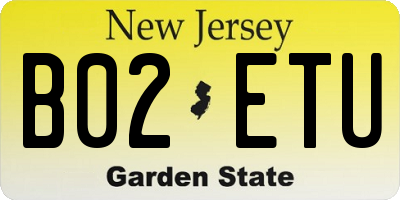 NJ license plate B02ETU