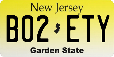 NJ license plate B02ETY