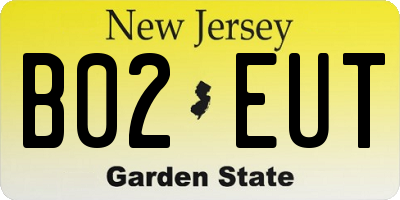 NJ license plate B02EUT