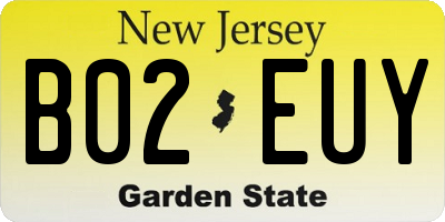 NJ license plate B02EUY