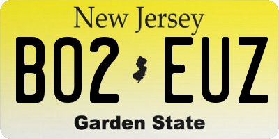 NJ license plate B02EUZ