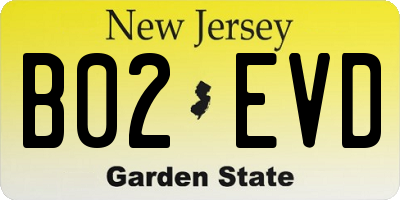 NJ license plate B02EVD