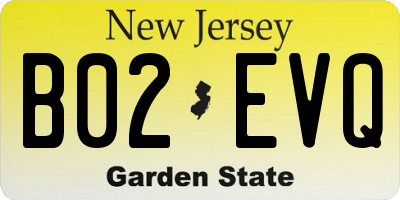 NJ license plate B02EVQ