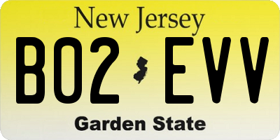 NJ license plate B02EVV