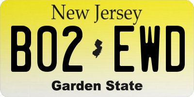 NJ license plate B02EWD