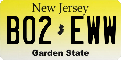 NJ license plate B02EWW