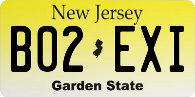 NJ license plate B02EXI
