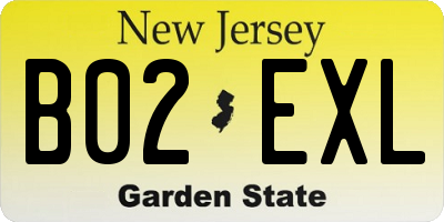 NJ license plate B02EXL