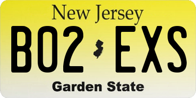 NJ license plate B02EXS