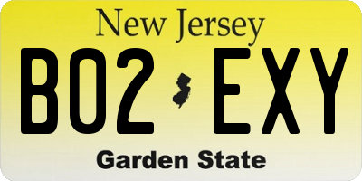 NJ license plate B02EXY