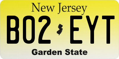 NJ license plate B02EYT