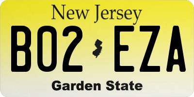 NJ license plate B02EZA