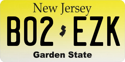 NJ license plate B02EZK