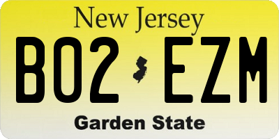 NJ license plate B02EZM
