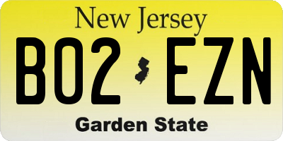 NJ license plate B02EZN