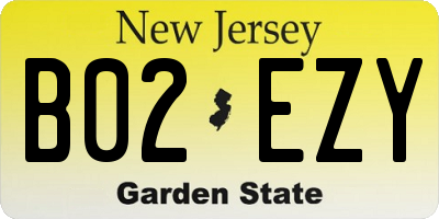 NJ license plate B02EZY